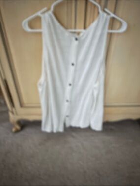 Classic White Button-Front Sleeveless Top